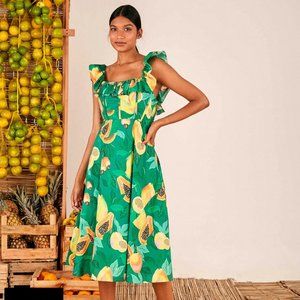 green papaya salad midi dress size S